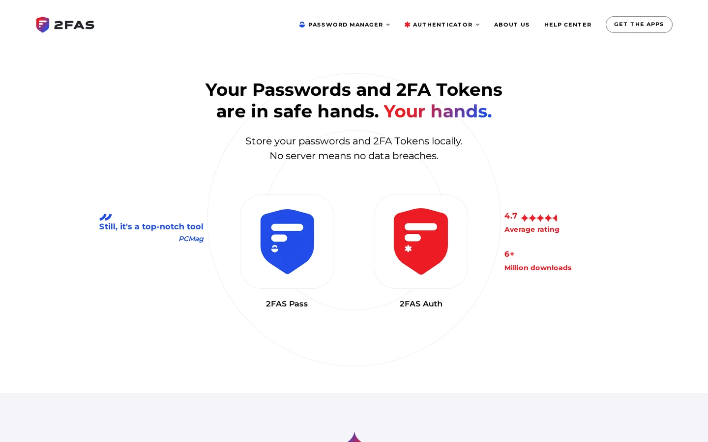 Screenshot of the 2FAS website