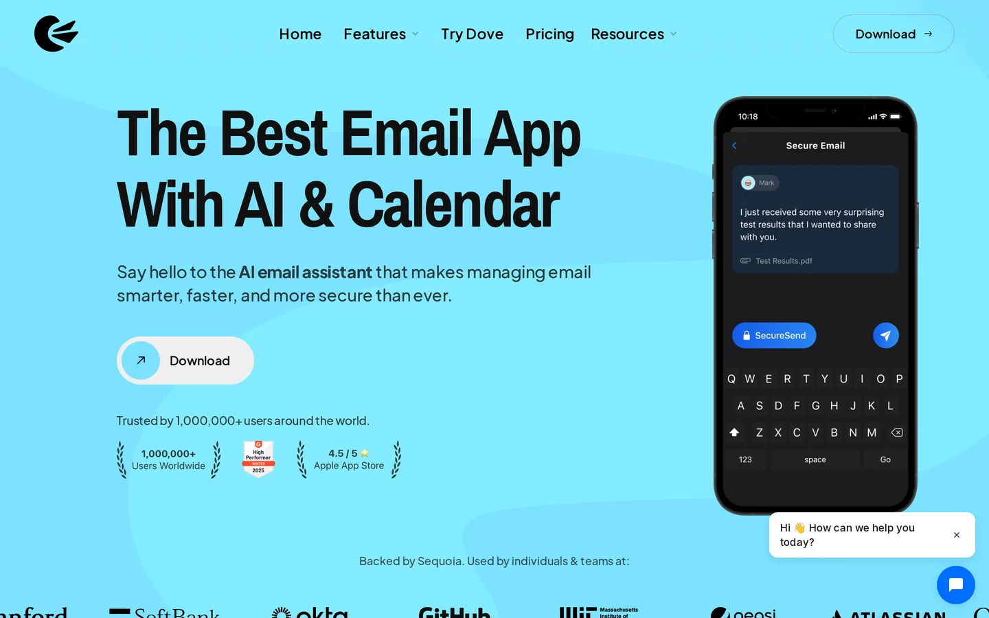 Screenshot of the Android and iOS - Canary Mail website