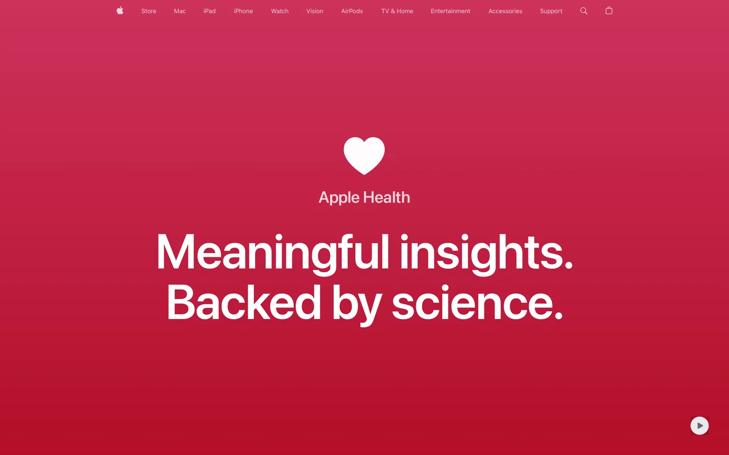 Screenshot of the Apple Health website