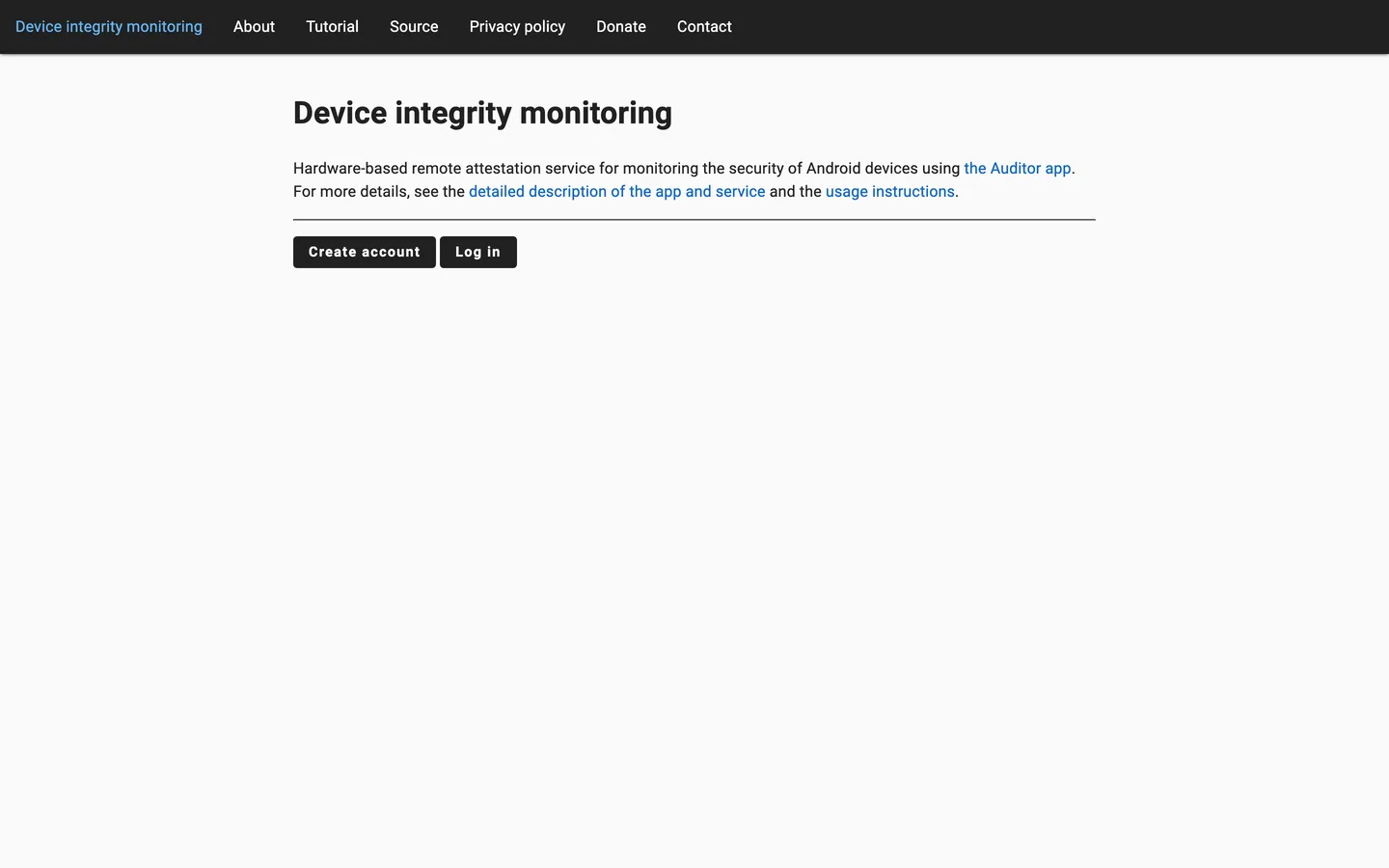 Screenshot of the Auditor website