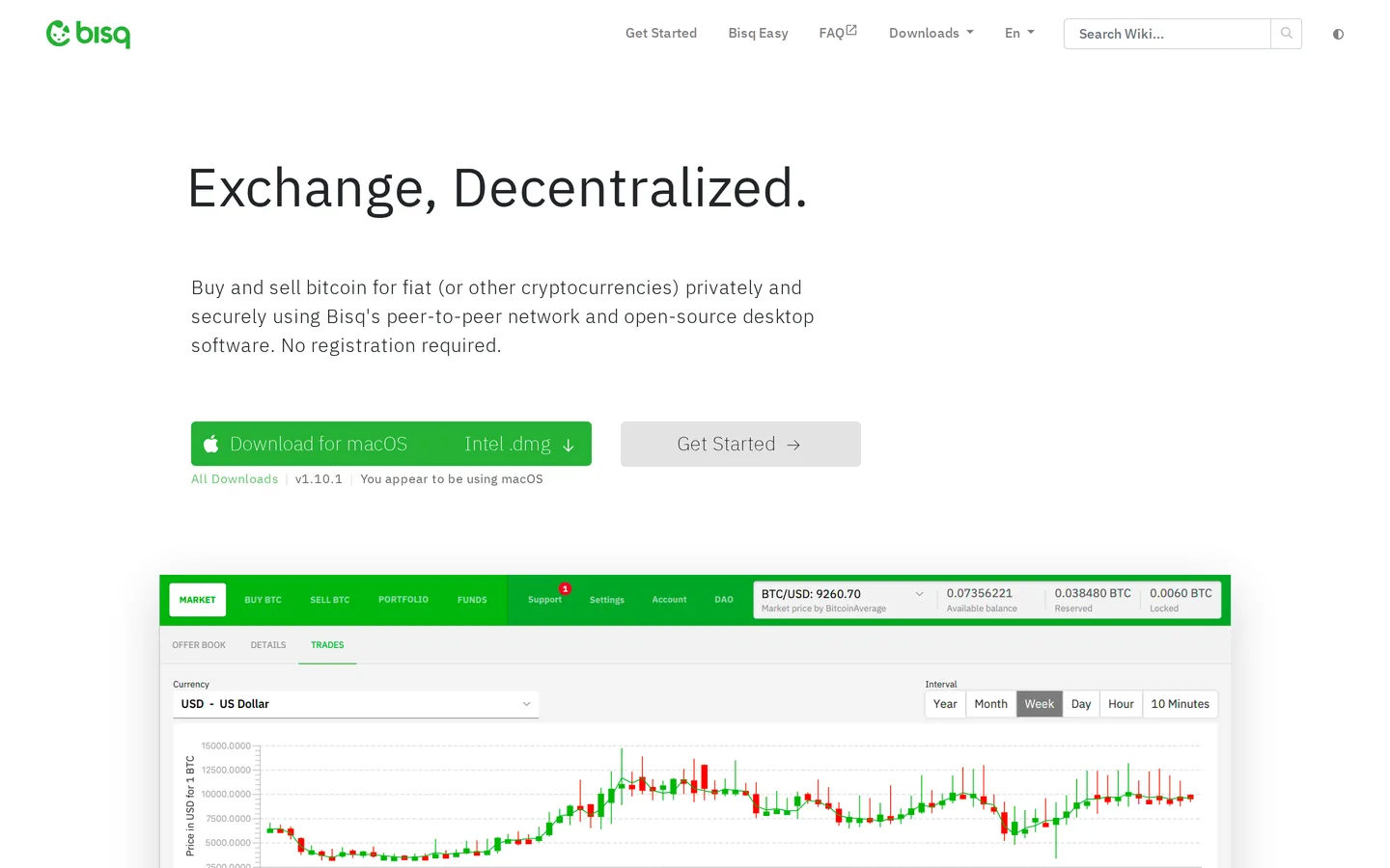 Screenshot of the Bisq website