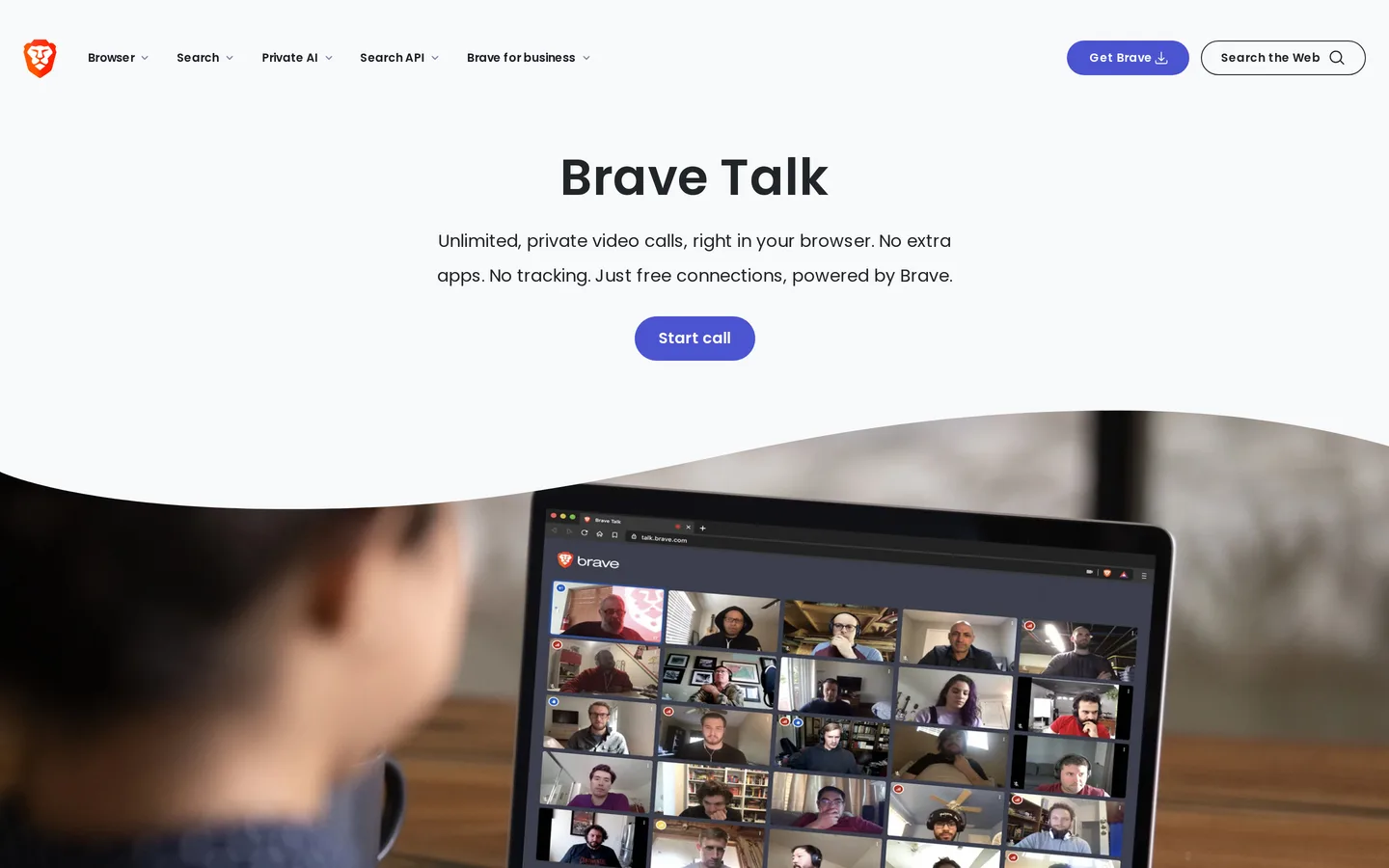 Screenshot of the Brave Talk website