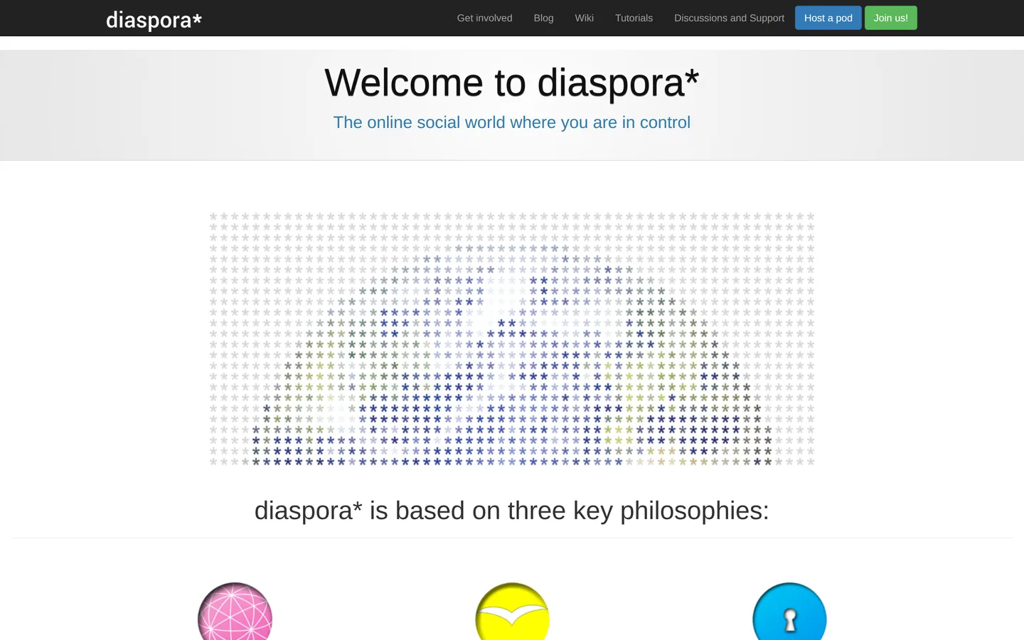 Screenshot of the diaspora* website