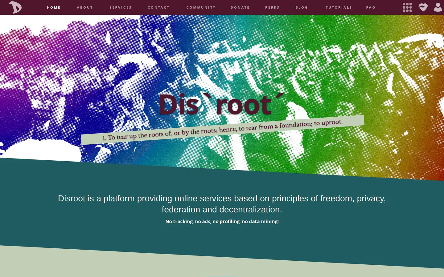 Screenshot of the Disroot website