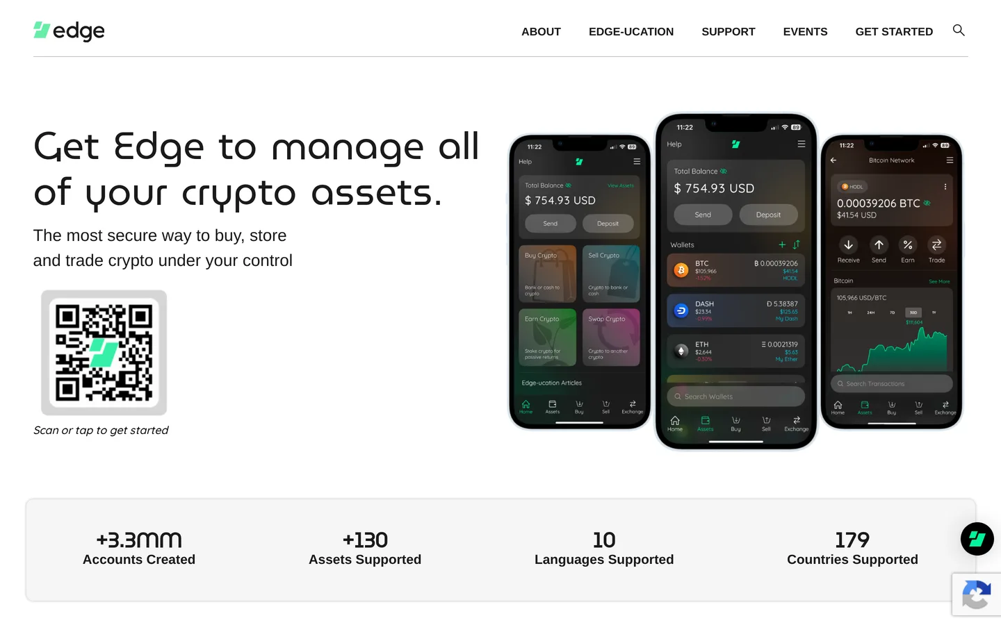 Screenshot of the Edge website