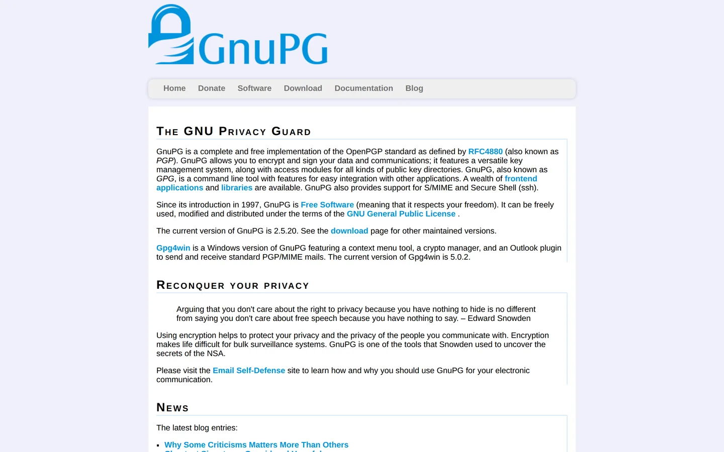 Screenshot of the Email Encryption website