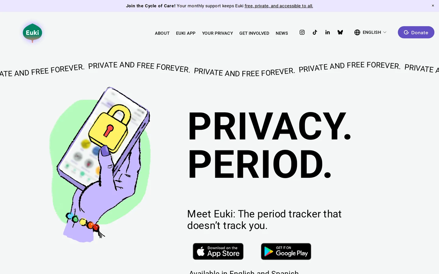Screenshot of the Euki website