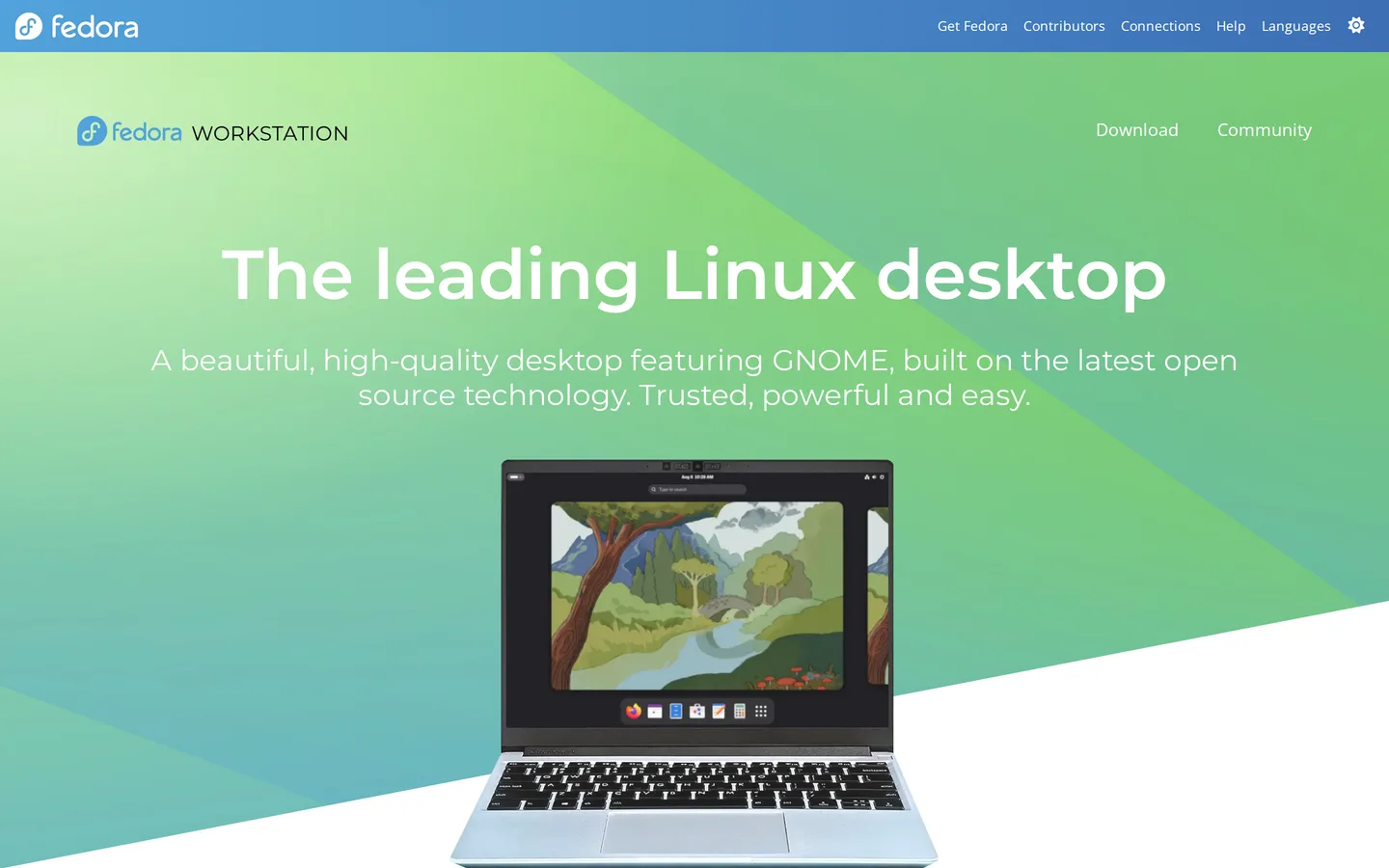 Screenshot of the Fedora Workstation website