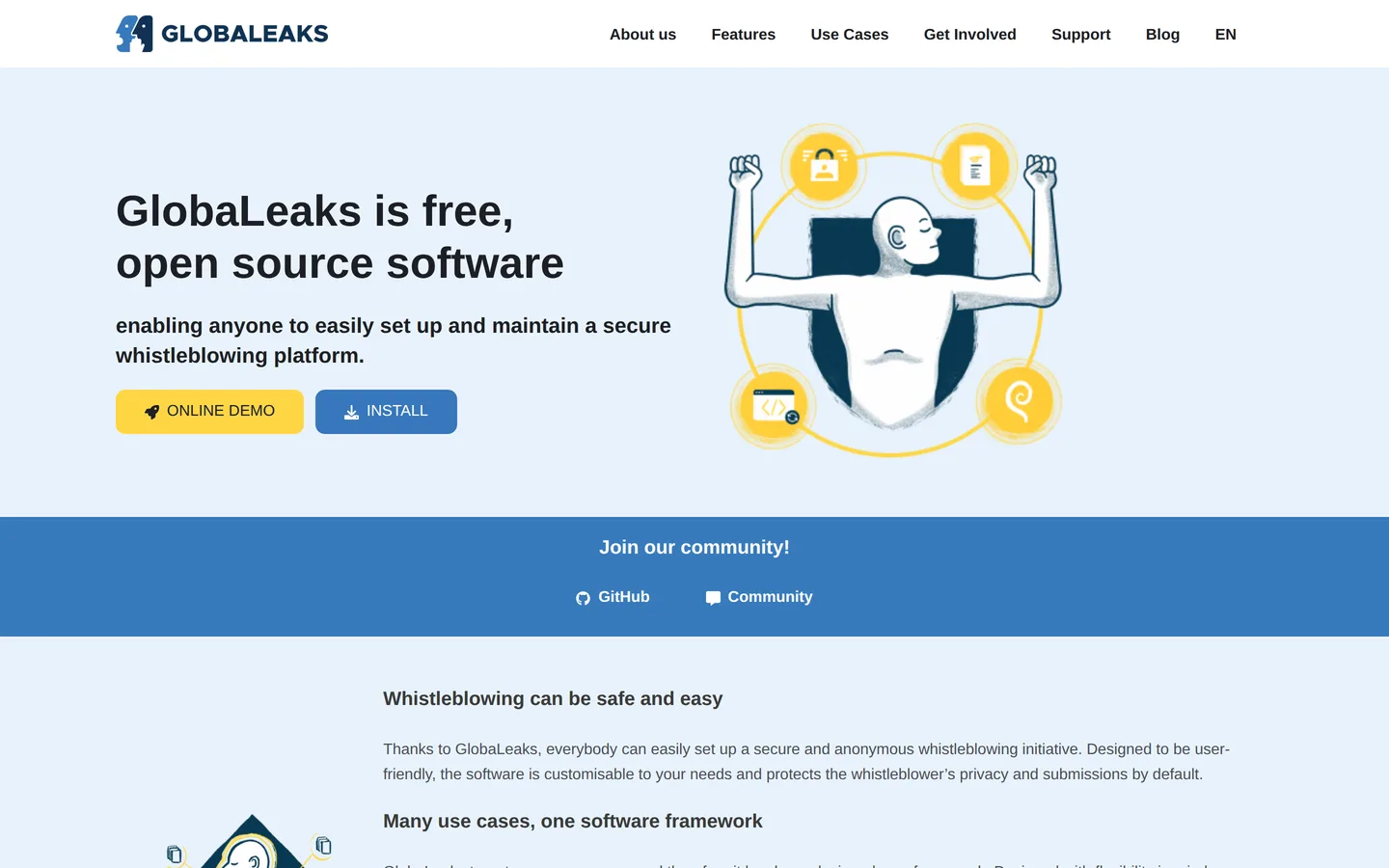 Screenshot of the GlobaLeaks website