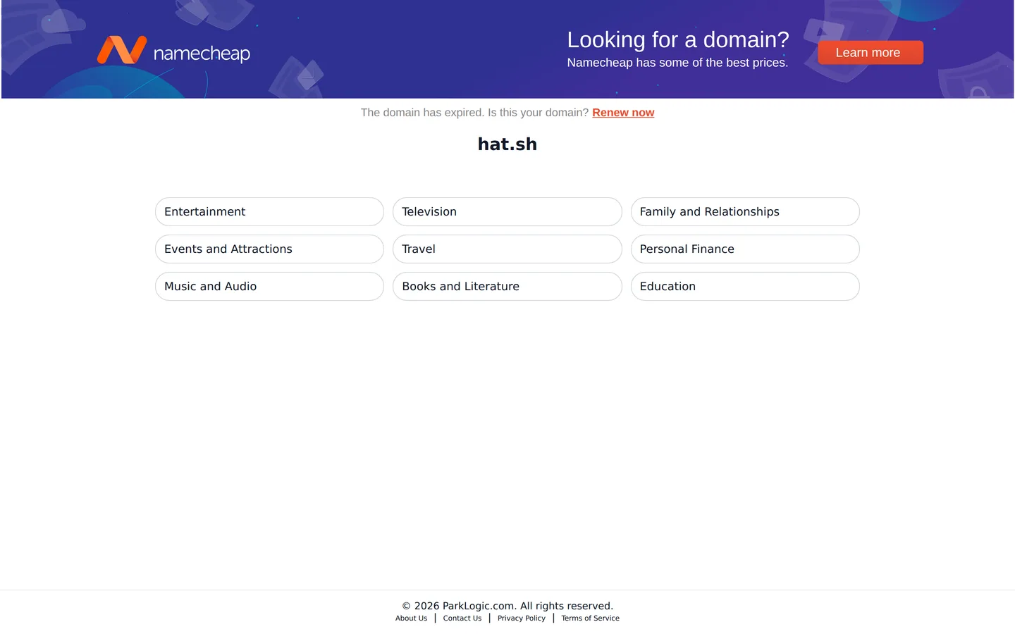 Screenshot of the Hat.sh website