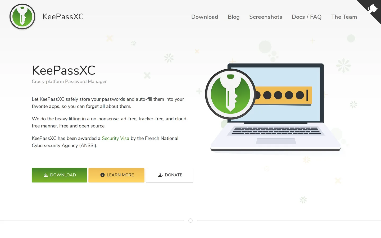 Screenshot of the KeePassXC website