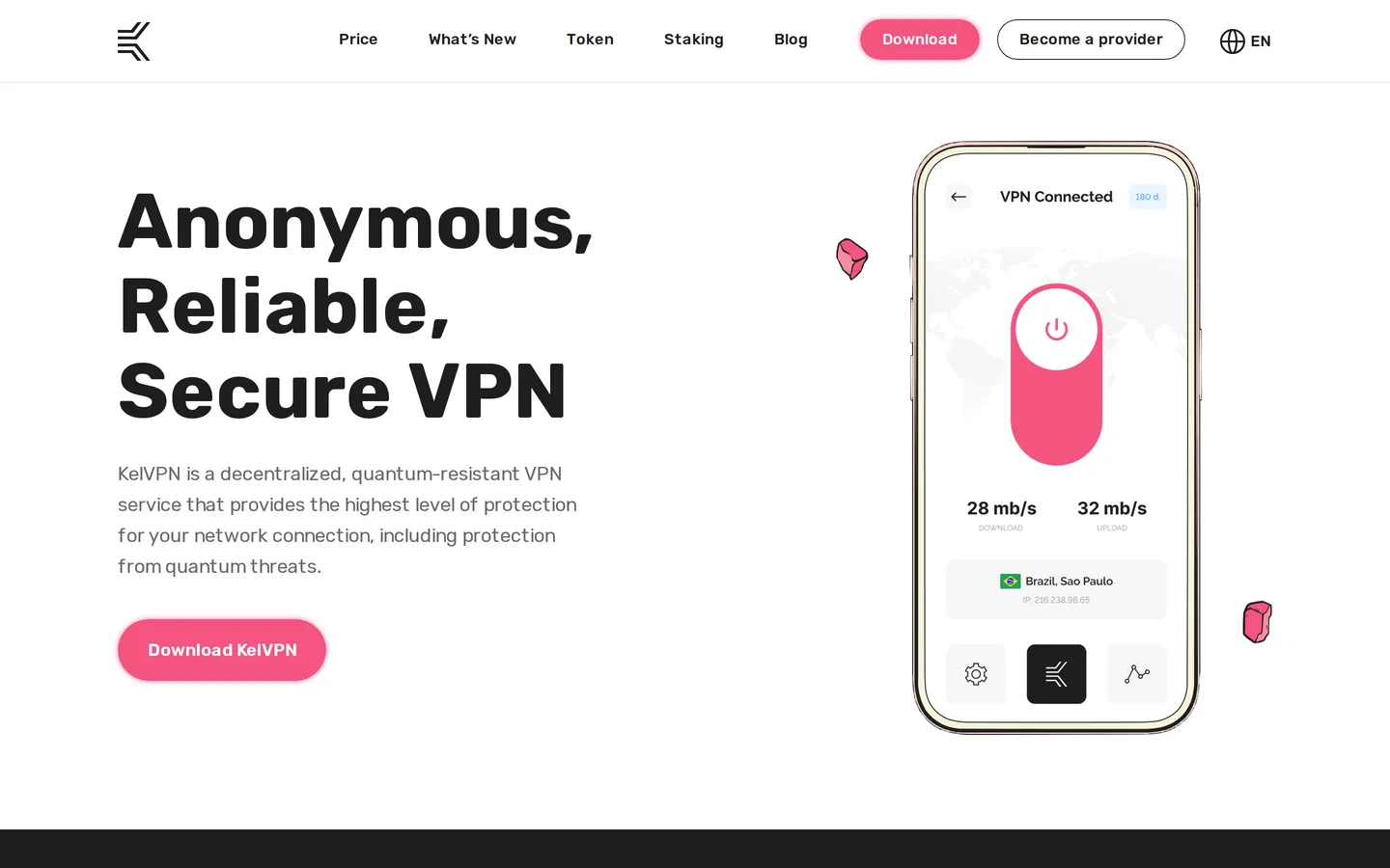 Screenshot of the KelVPN website