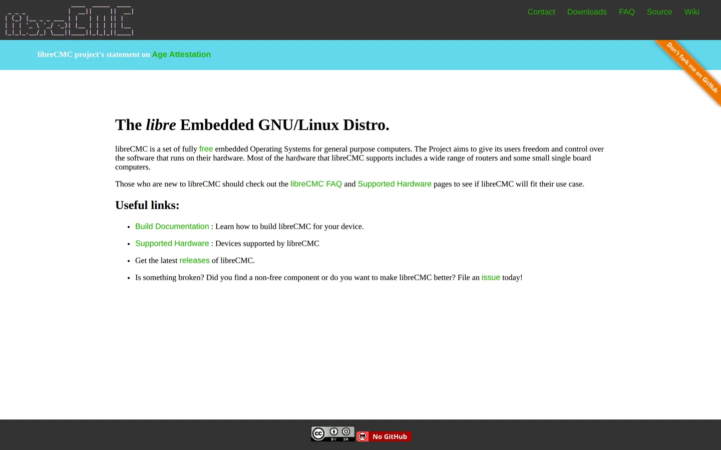Screenshot of the LibreCMC website
