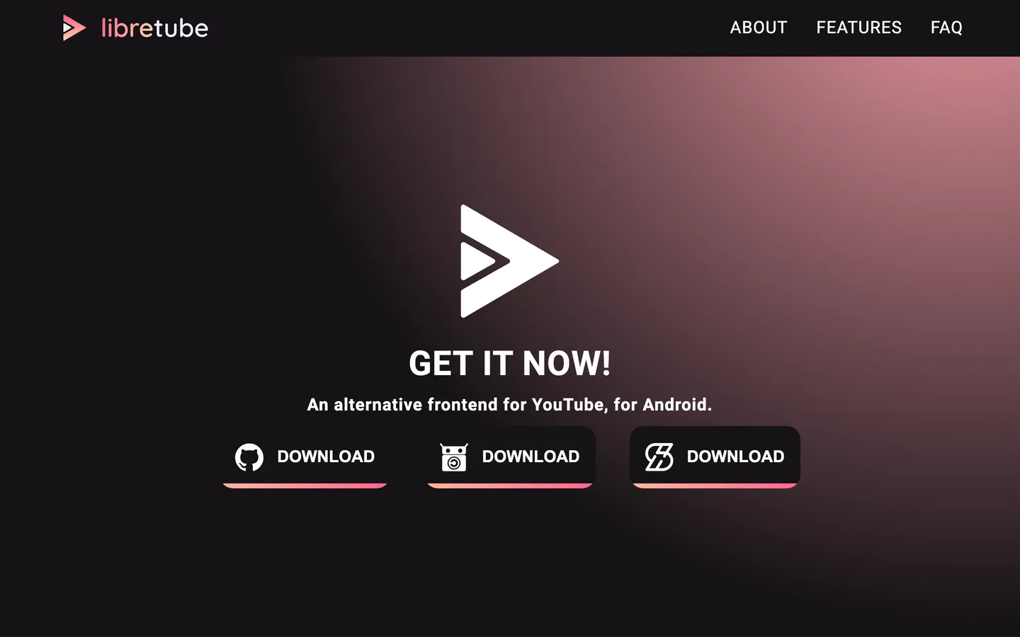 Screenshot of the LibreTube website