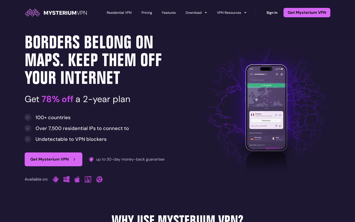 Screenshot of the Mysterium VPN website