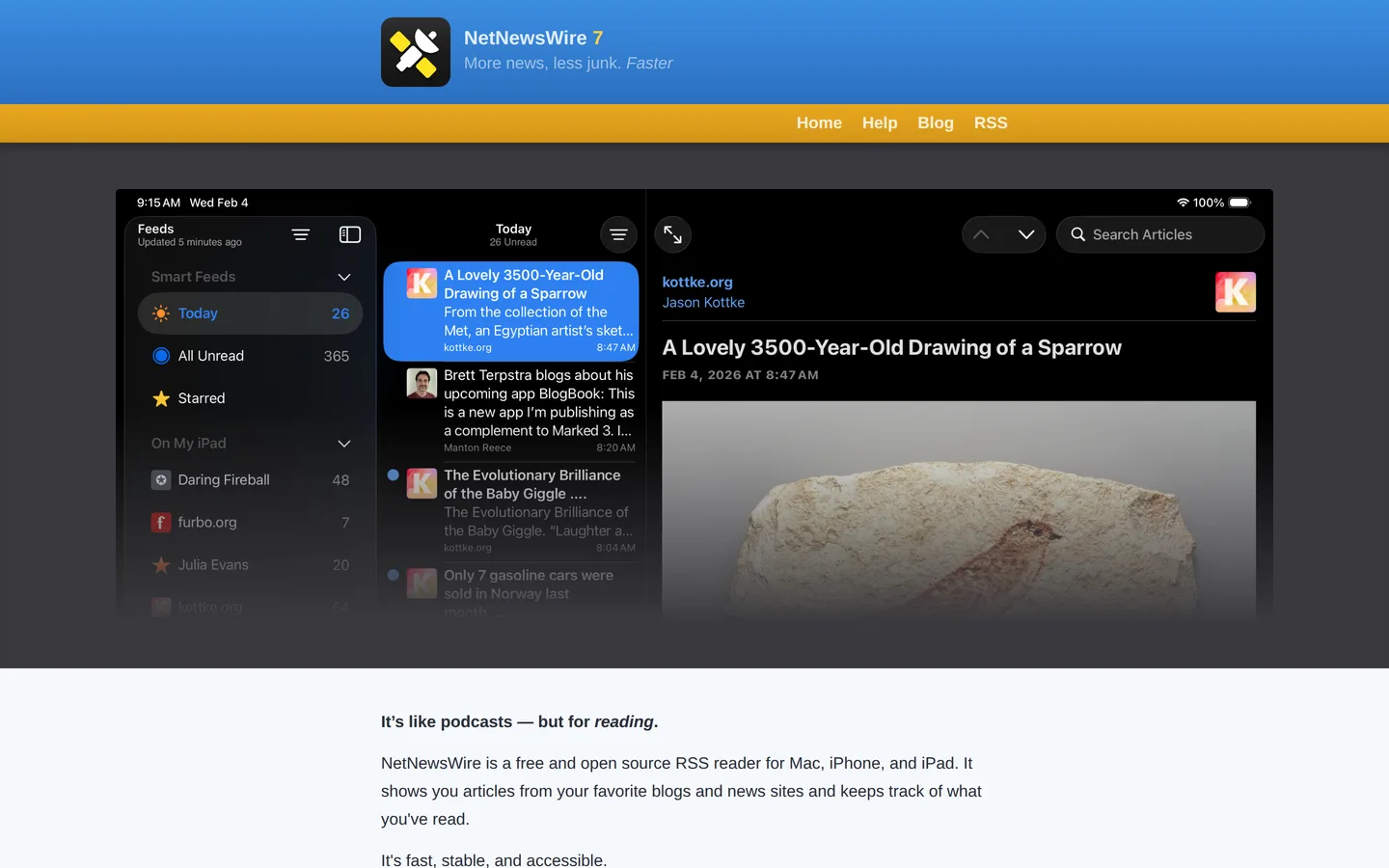 Screenshot of the NetNewsWire website