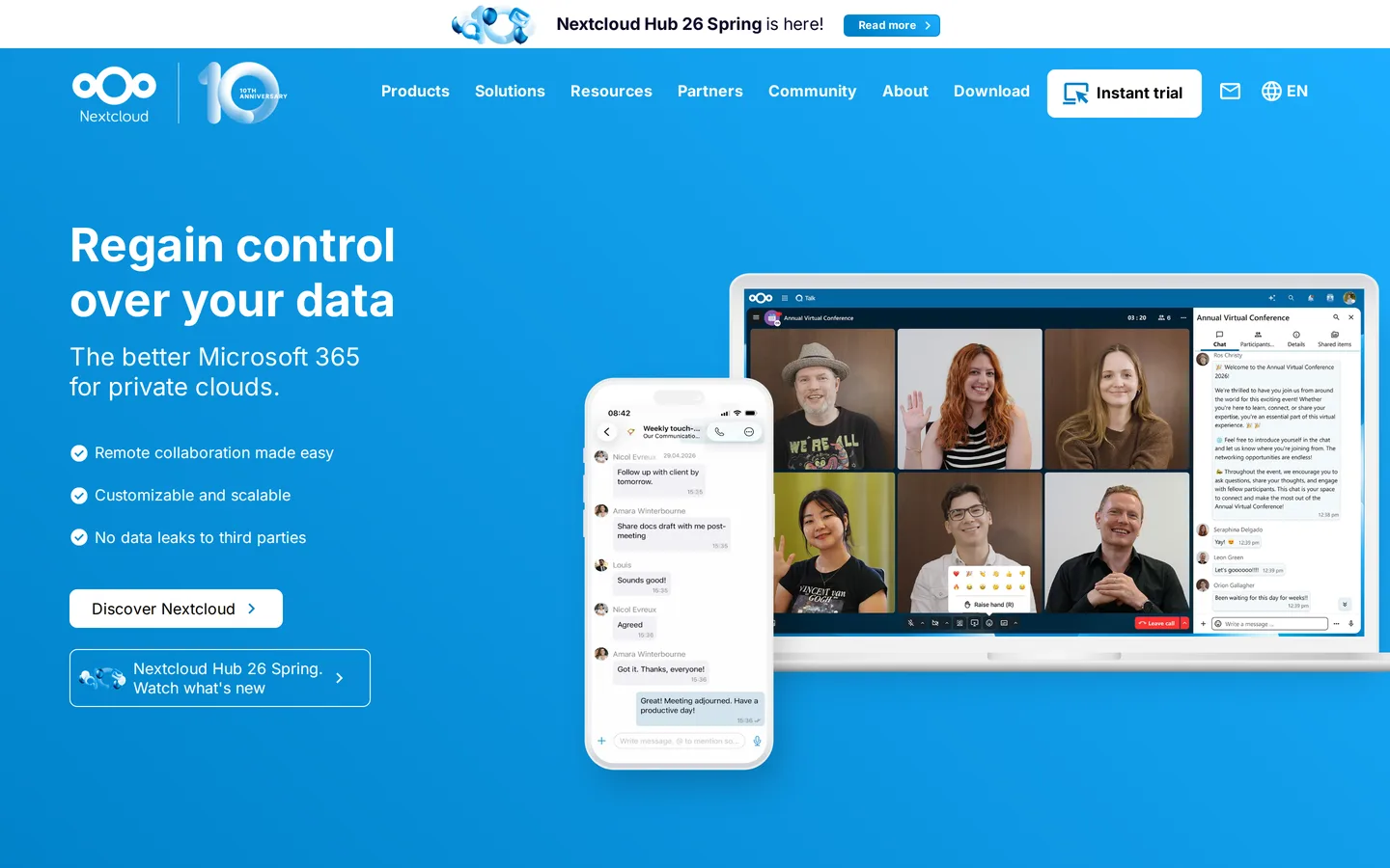Screenshot of the Nextcloud website