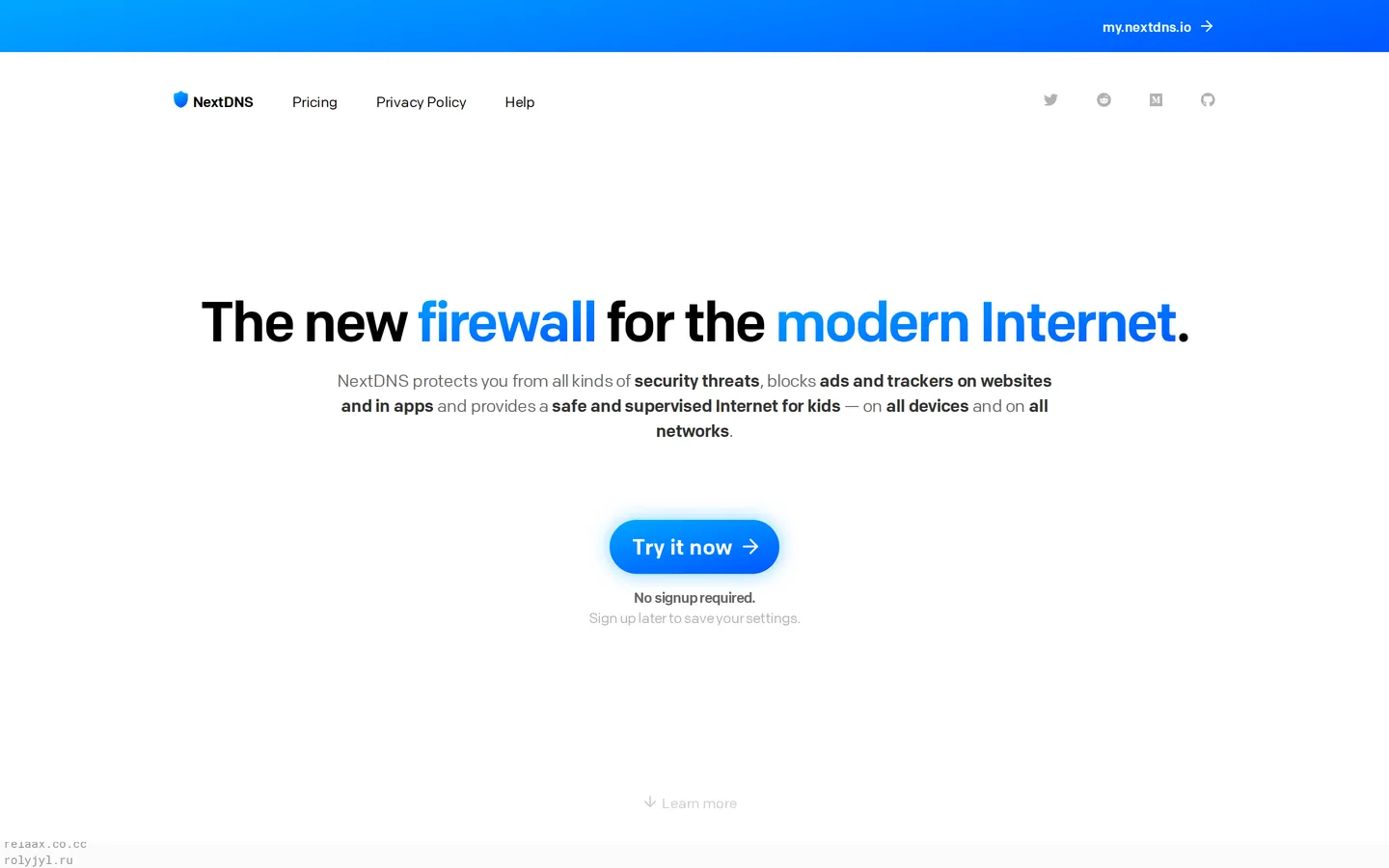 Screenshot of the NextDNS website