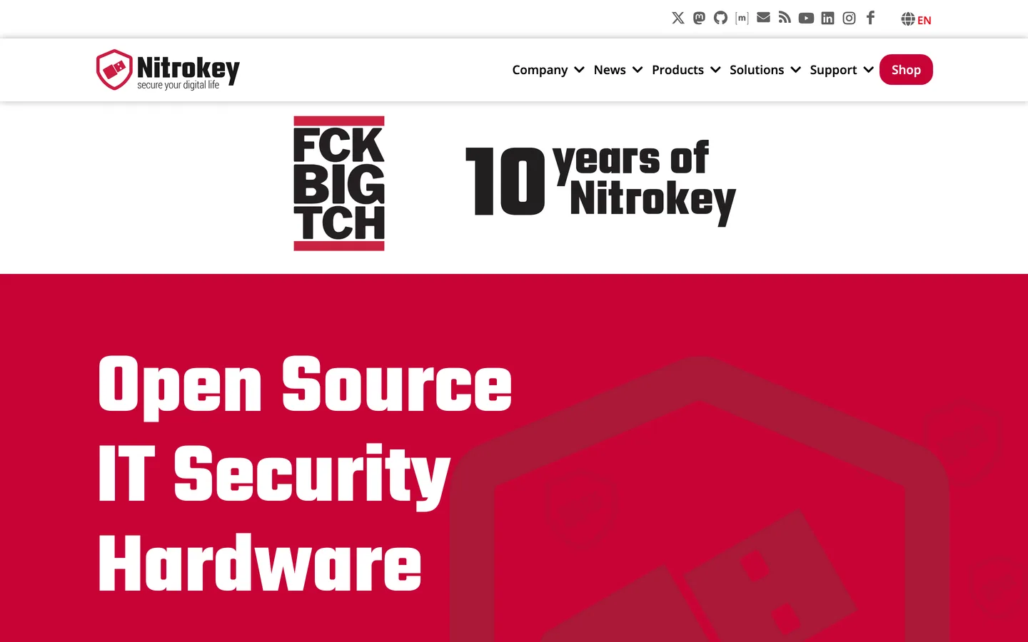 Screenshot of the Nitrokey website