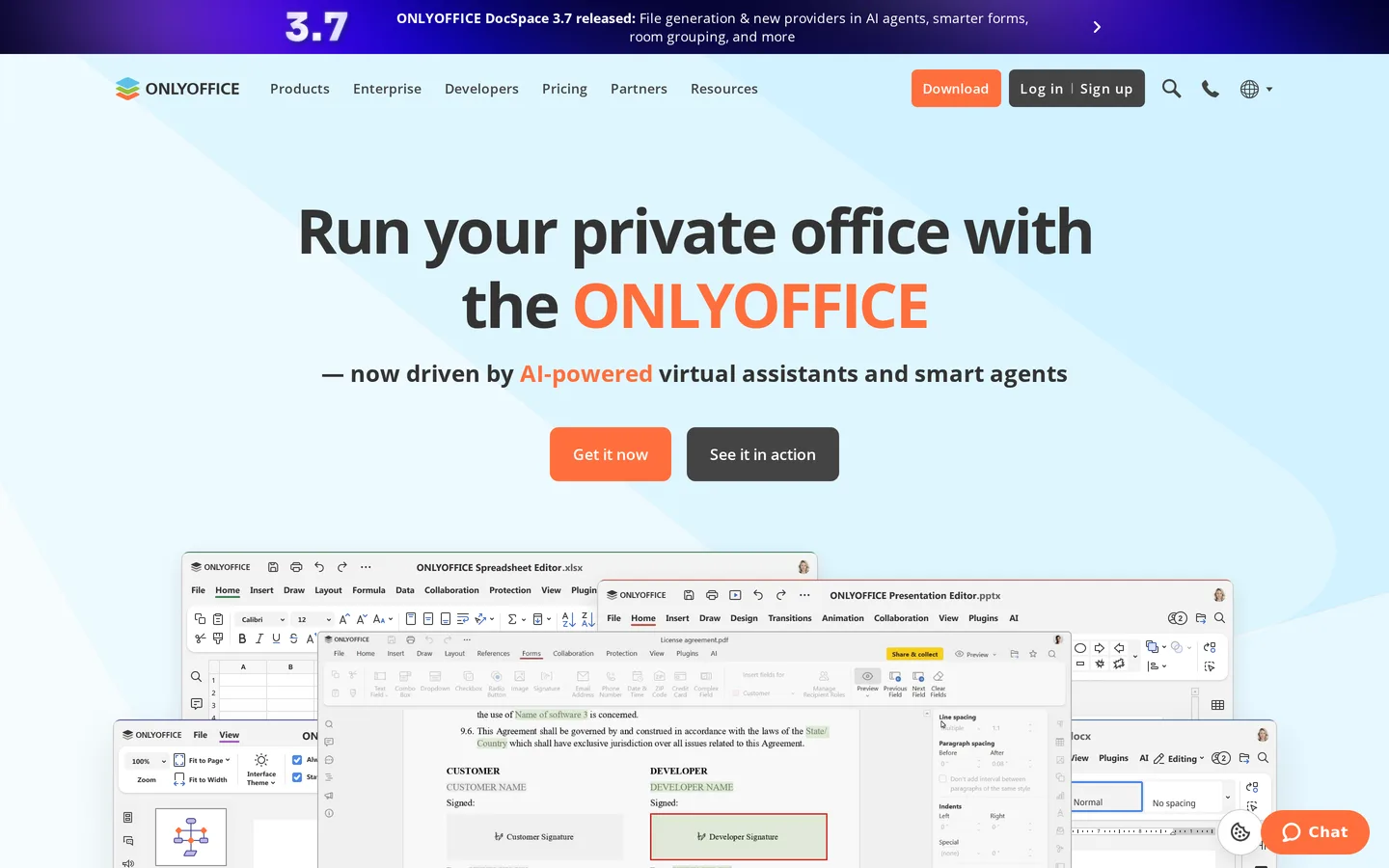 Screenshot of the ONLYOFFICE website