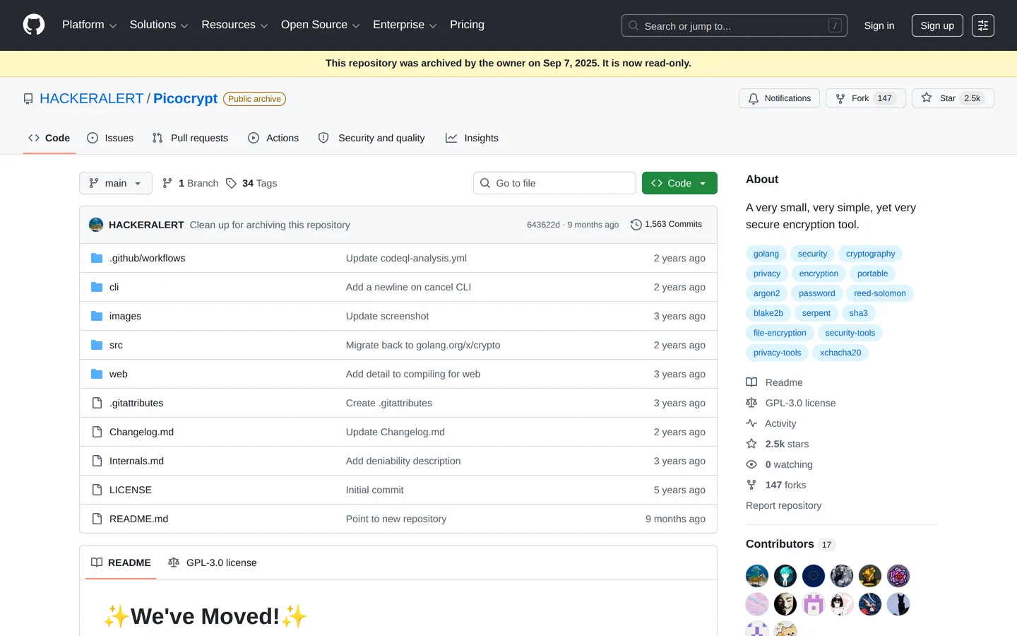 Screenshot of the Picocrypt website