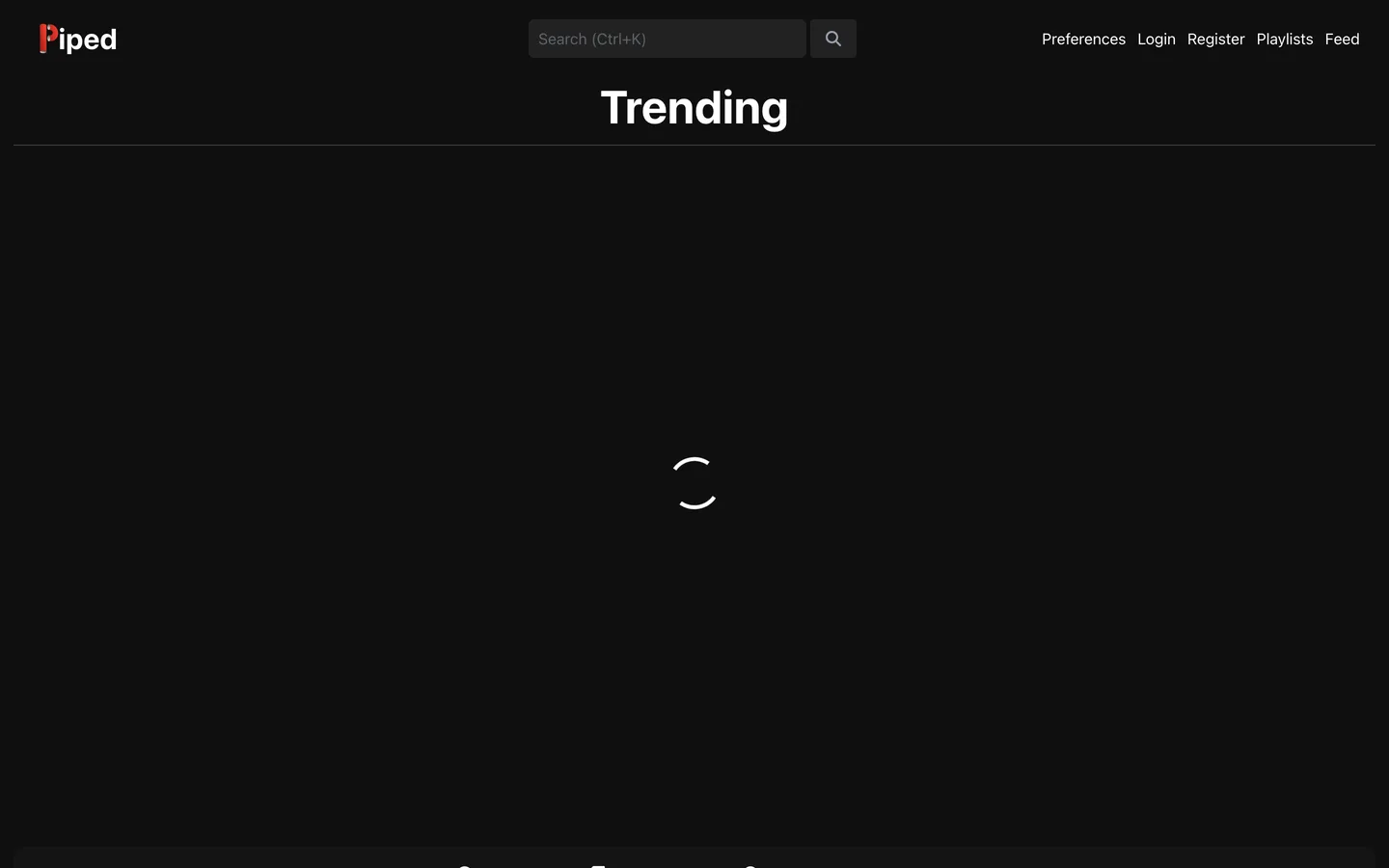 Screenshot of the Piped website