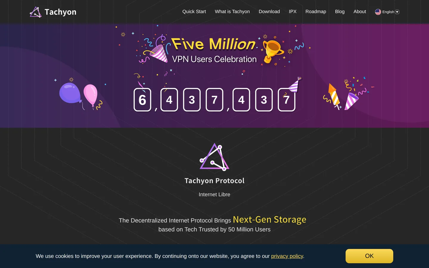 Screenshot of the Tachyon VPN website