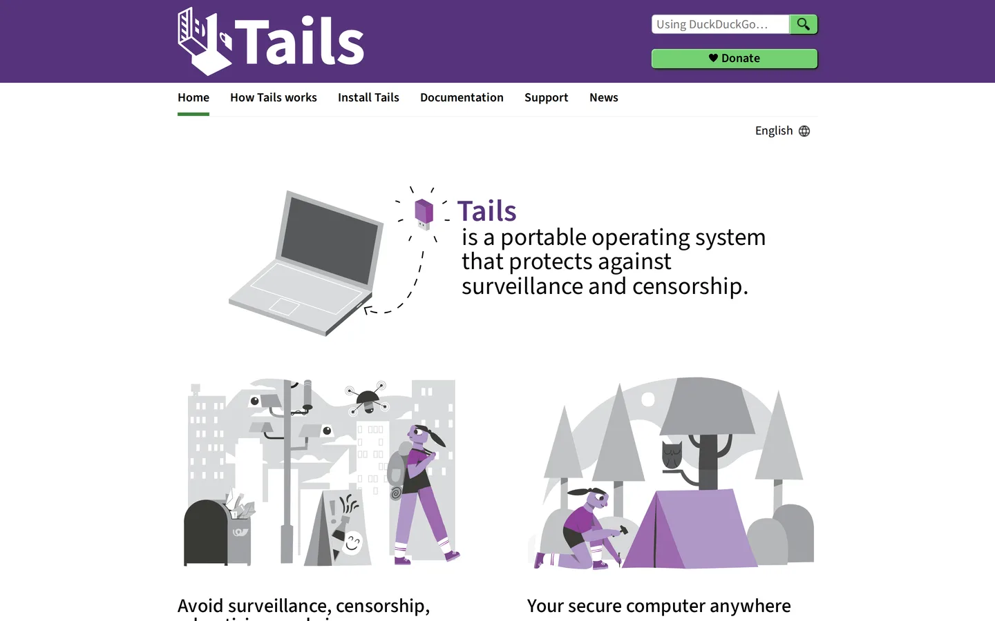 Screenshot of the Tails website