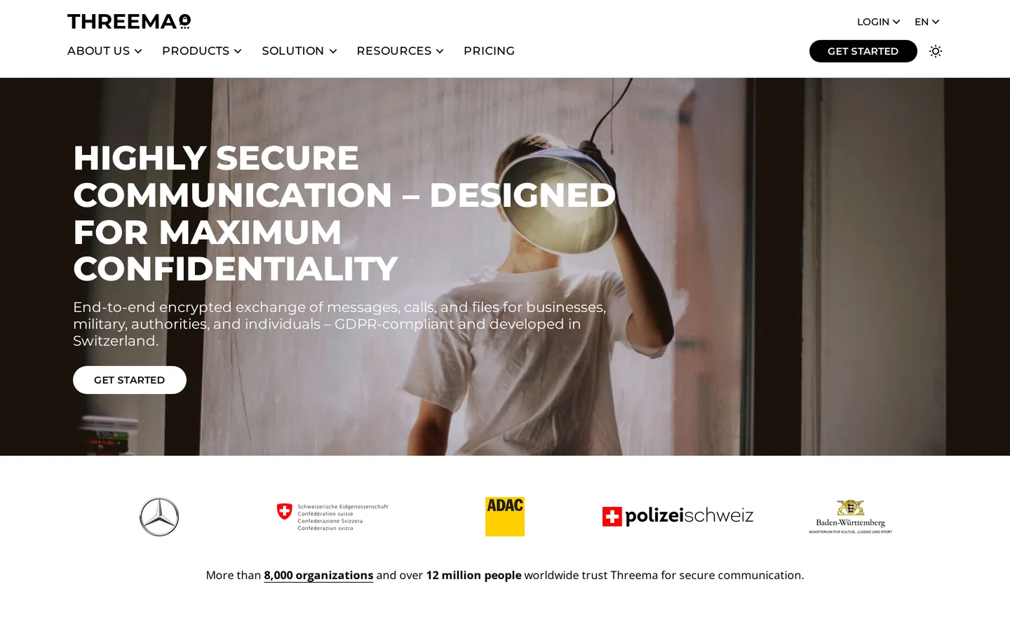 Screenshot of the Threema website