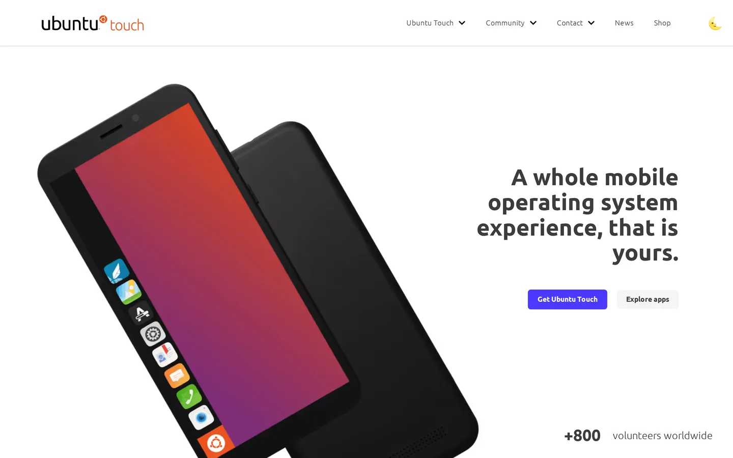 Screenshot of the Ubuntu Touch website