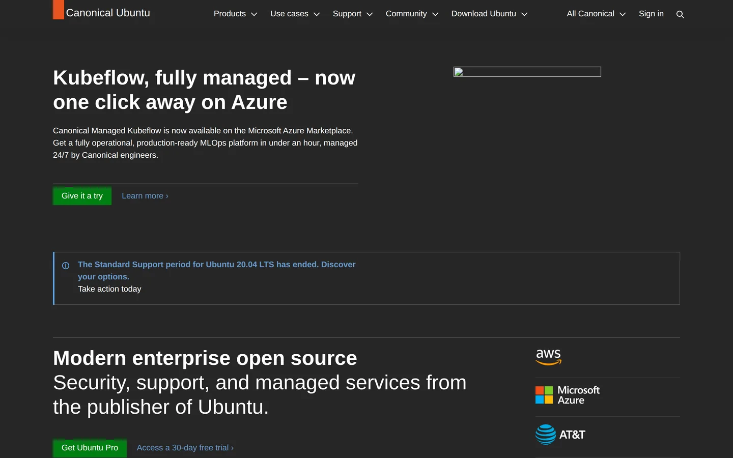 Screenshot of the Ubuntu website