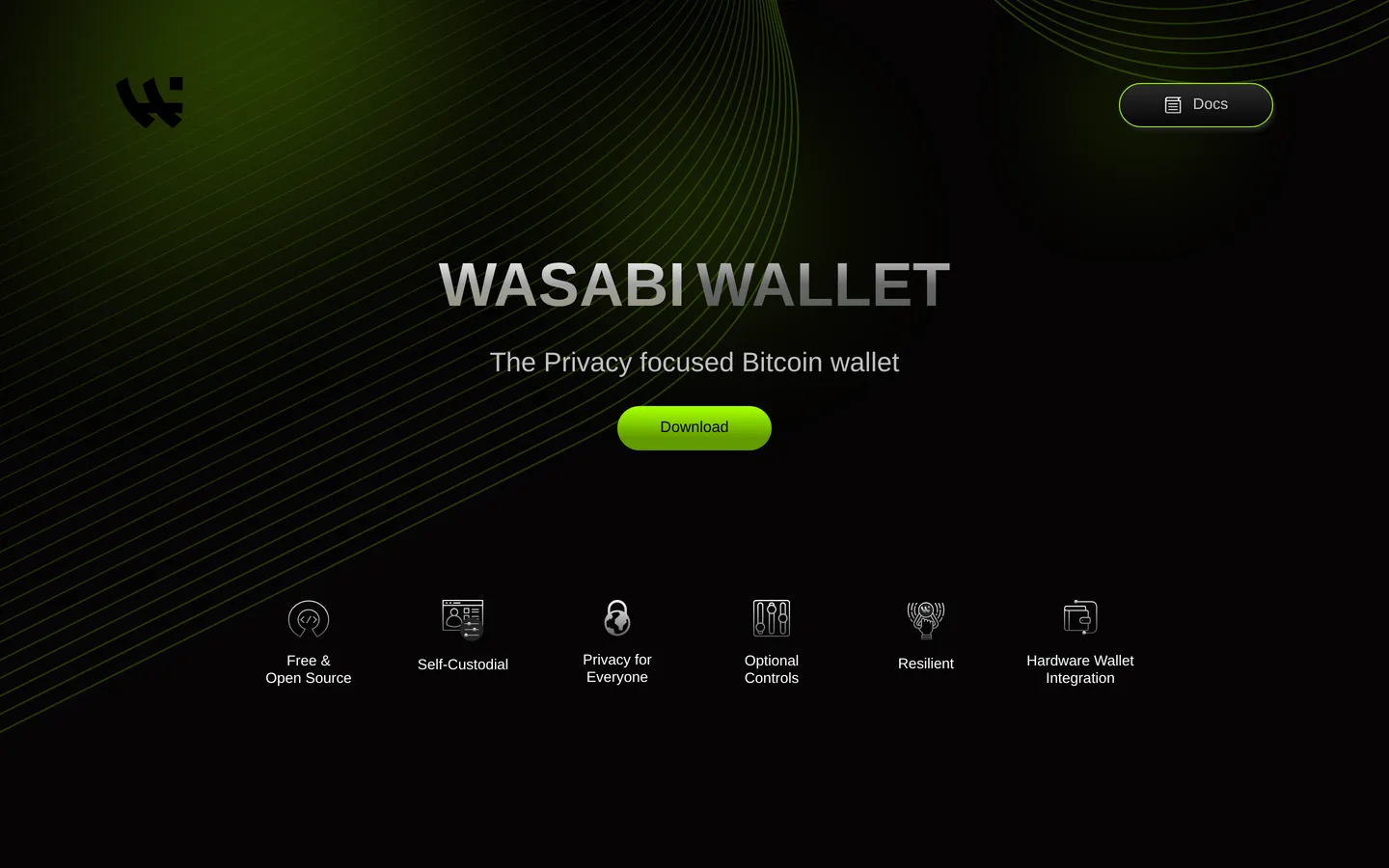 Screenshot of the Wasabi website